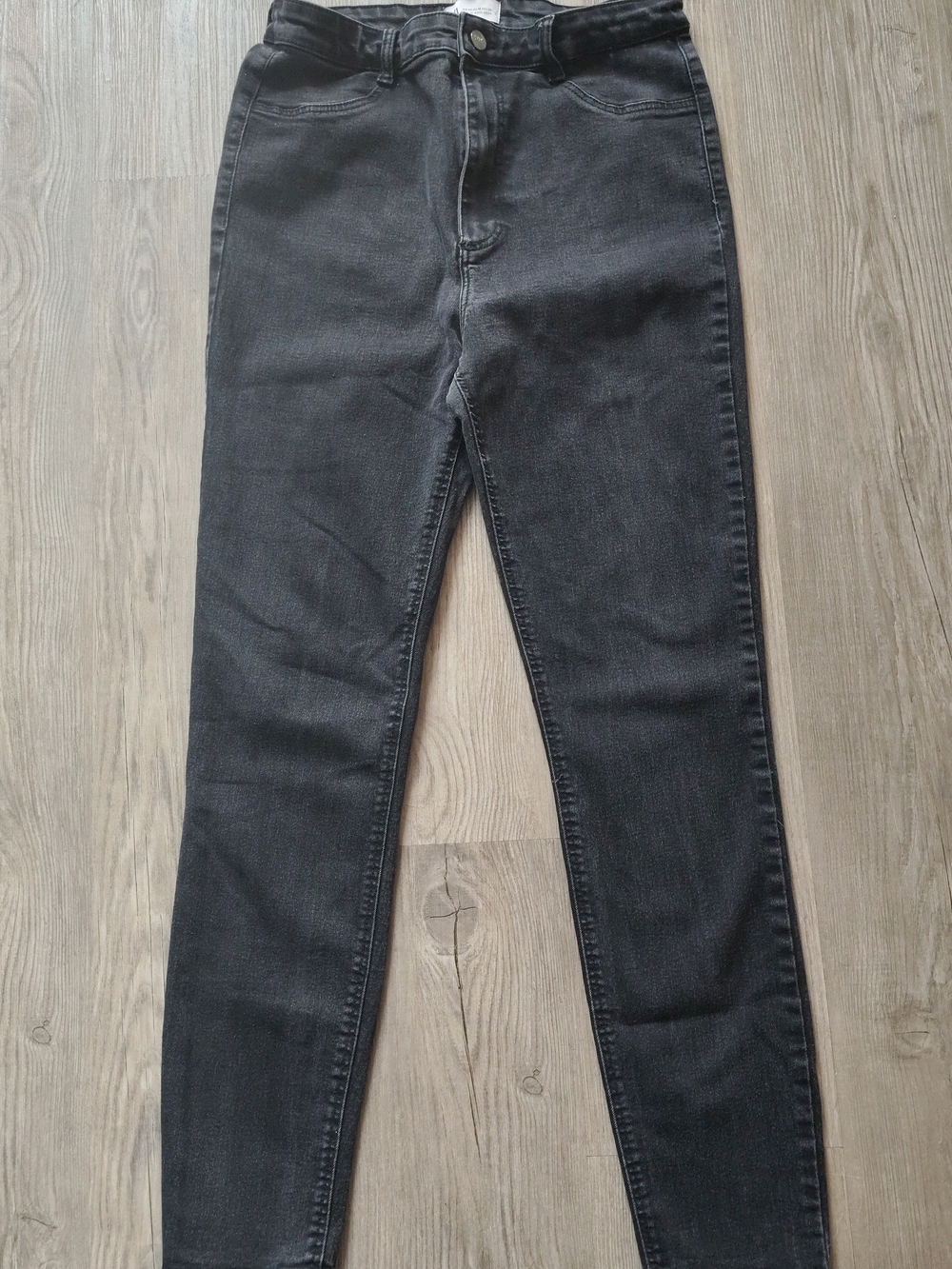 Zara Women's High Waisted Charcoal Acid Wash Denim Stretch Skinny Jeans Size 10
